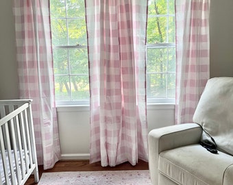 Pink buffalo check curtains