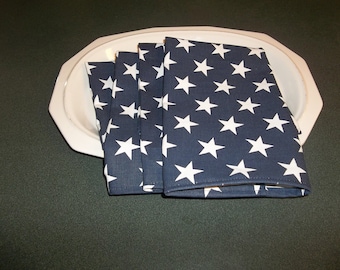 Fourth of jully napkins,Navy Blue with White Stars 4th of July