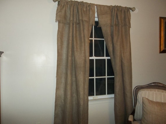 Fringed Burlap Curtains One Pair Etsy