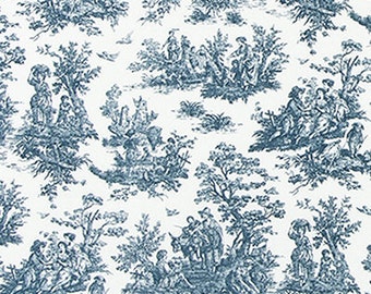 Navy toile fabric