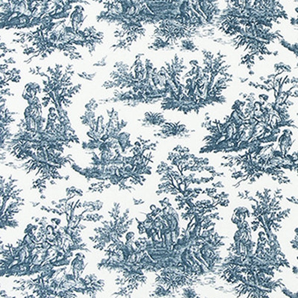 Navy toile fabric