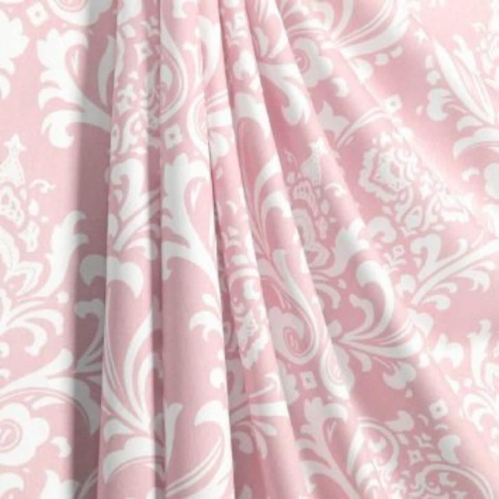 Pink Damask Curtains Window Treatments Etsy