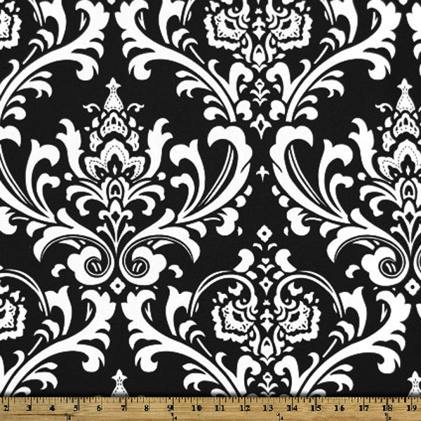 Fabric by the yard.Black and white damask.