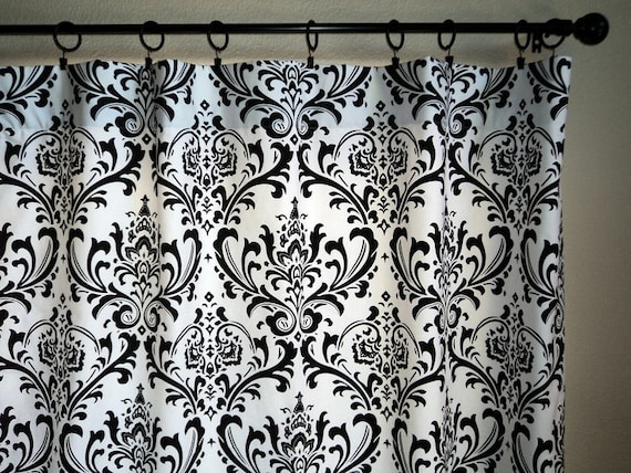 Black And White Damask Curtains Etsy