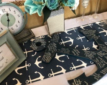 Navy anchors table runner, weddings, partys