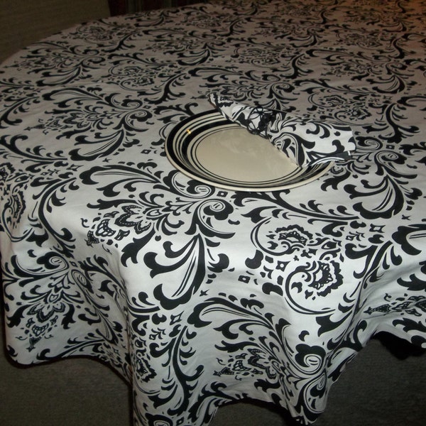 black damask table cloth