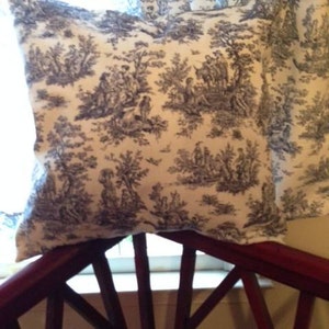 Blue toile pillow