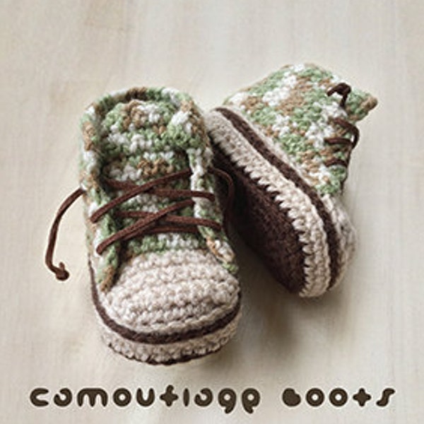 CROCHET PATTERN Baby Booties Camouflage Baby Boots Baby Sneakers Crochet Patterns Baby Shoes Crochet Booties Newborn Sneakers Newborn Boots