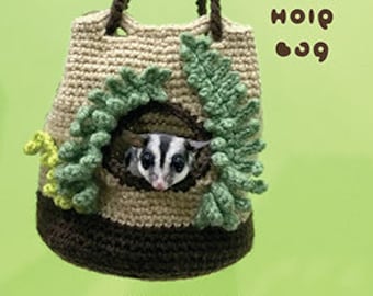 CROCHET PATTERN Pouch Sugar Glider Pouch Tree Hole Bag Sugar Glider Crochet Bag Crochet Pattern Sugar Glider Nest Tree House Pet Cage Animal