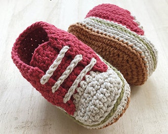 CROCHET PATTERN Baby Stylish Baby Sneakers Crochet Patterns Baby Shoes Crochet Booties Crochet Pattern Newborn Sneakers Newborn Shoes Red