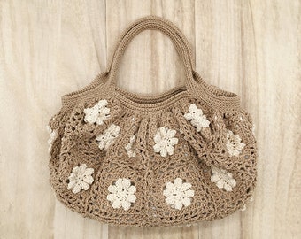 CROCHET PATTERN Floral Granny Bag Crochet Granny Square Handbag by Kittying Crochet Patterns for mother, grandmother and great grandmother