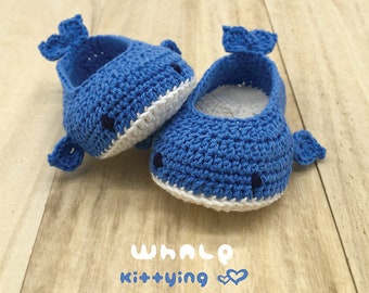 Patrón de ganchillo Bebé Ballena patrón de zapatos de bebé de ganchillo - DESCARGA DIGITAL - Tamaños de niños pequeños recién nacidos - Zapatillas de criatura marina botines de bebé