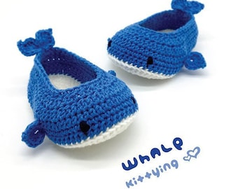 Modèles au crochet - Chaussons bébé baleine - Chaussures bébé au crochet baleine - Modèle au crochet baleine - Modèle de crochet de chaussons baleine créature marine