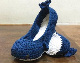 HÄKELANLEITUNG Wal - Männerschuh Größe 6 7 8 9 10 11 12 13 14 15 - Wal Häkelanleitungen - Männerschuhe Erwachsene Häkelsocken