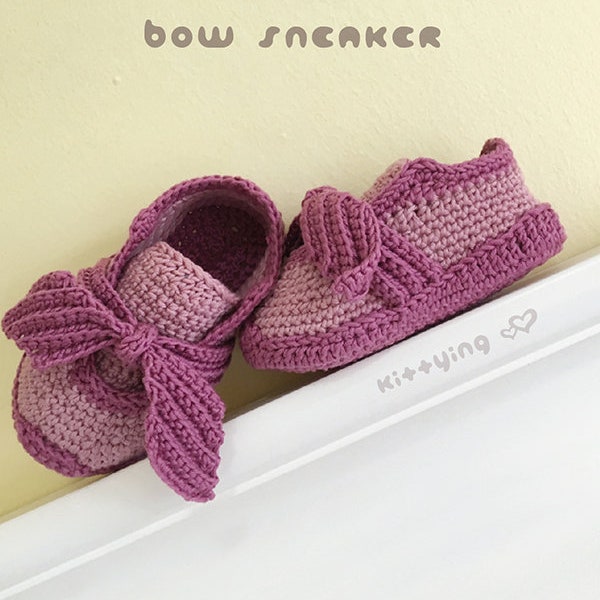 Baby Sneakers CROCHET PATTERN, Fenty Bow Sneaker Shoe Patterns, Newborn Booties PDF Downloads, Infant Sports Shoes Crochet Patterns