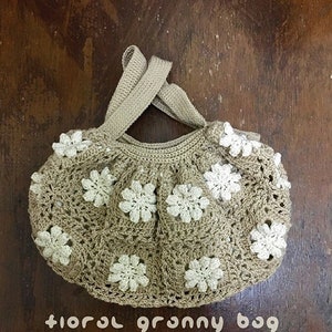 CROCHET PATTERN Floral Granny Bag, Crochet Granny Square Handbag by Kittying Crochet Patterns, Elegant Floral Dinner Handbag Crochet Pattern image 1