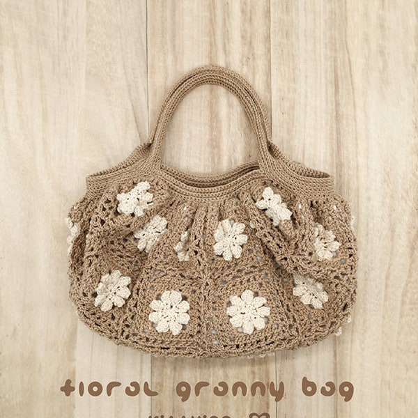 CROCHET PATTERN Floral Granny Bag Crochet Granny Square Handbag by Kittying Crochet Patterns for mother, grandmother and great grandmother