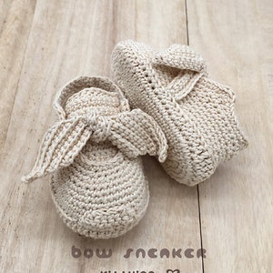 CROCHET PATTERN Bow Sneakers for Newborn Preemie Crochet Shoes Newborn Crochet Booties Baby Bow Booties 18 Doll Shoe Patterns image 1