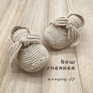 CROCHET PATTERN Bow Sneakers for Newborn Preemie Crochet Shoes Newborn Crochet Booties Baby Bow Booties 18 Doll Shoe Patterns image 2