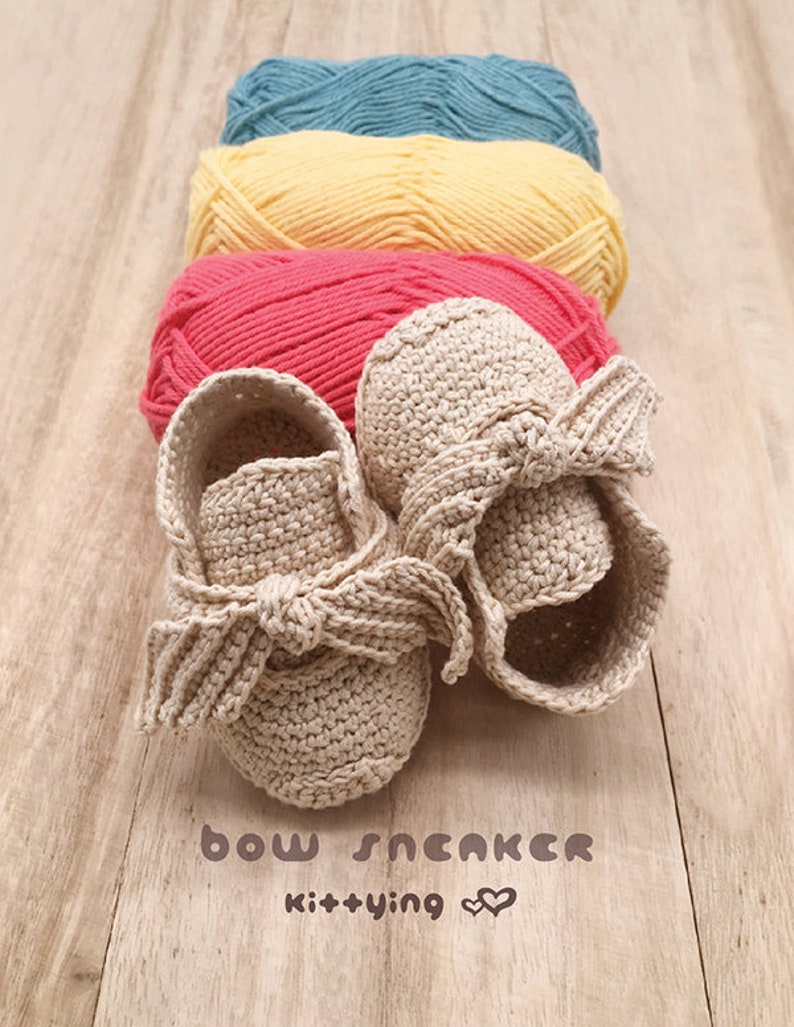 CROCHET PATTERN Bow Sneakers for Newborn Preemie Crochet Shoes Newborn Crochet Booties Baby Bow Booties 18 Doll Shoe Patterns image 10