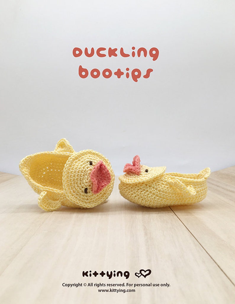 CROCHET PATTERN Baby Duck Booties Duckling Baby Booties Preemie Socks Animal Shoes Yellow Duck Applique Crochet Patterns Newborn Slippers image 2