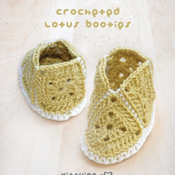 Vintage Crochet patterns baby booties - Lotus Classic Granny Square CROCHET PATTERN Baby Sandals - Baby Booties Crochet Patterns Vegan Shoes