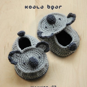 Koala Bear Baby Booties CROCHET PATTERN - Koala Crochet Baby Shoe - Koala Animal Shoes - Animal Booties - Woodland Crochet Patterns