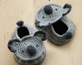 Koala Bear Baby Booties CROCHET PATTERN - Koala Crochet Baby Shoe - Koala Animal Shoes - Animal Booties - Woodland Crochet Patterns