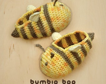 Patrón de zapatos de bebé a crochet para bebé, recién nacido - Bumble Bee Botines Zapatillas Calcetines Zapatos CROCHET PATTERN