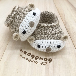 Hedgehog Booties CROCHET PATTERN Hedgehog Crochet Baby Shoes, Slippers, Moccasins Woodland Hedgehog Baby Booties Porcupine Booties image 1