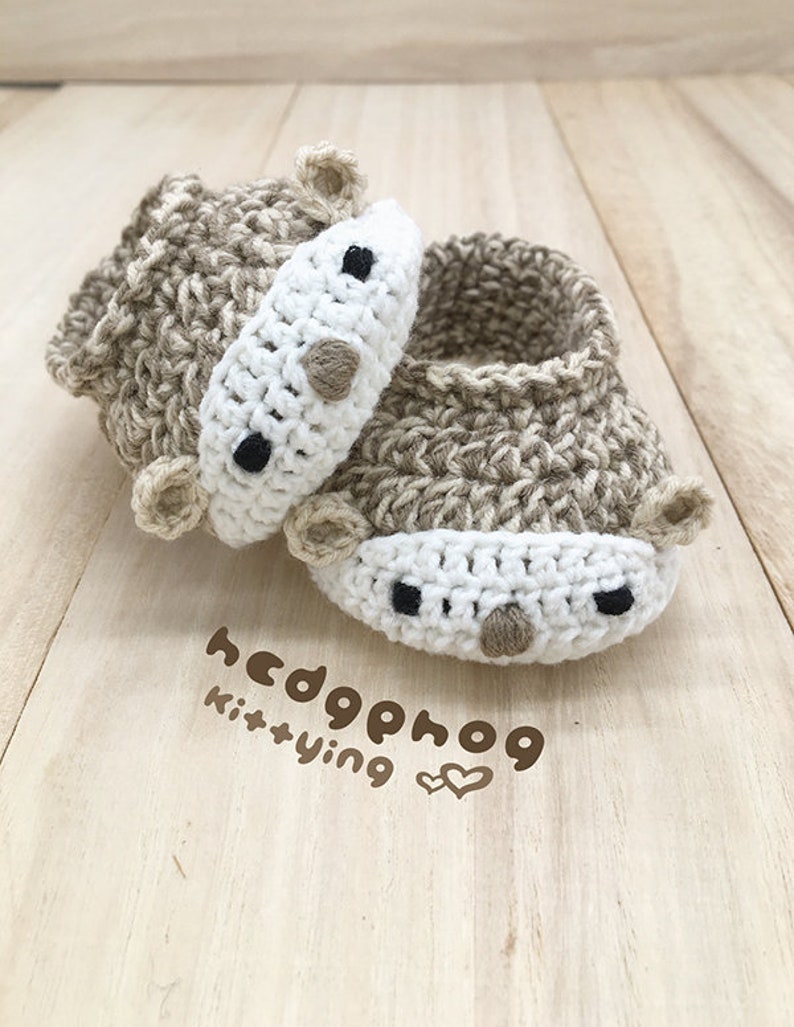 Hedgehog Booties CROCHET PATTERN Hedgehog Crochet Baby Shoes, Slippers, Moccasins Woodland Hedgehog Baby Booties Porcupine Booties image 1