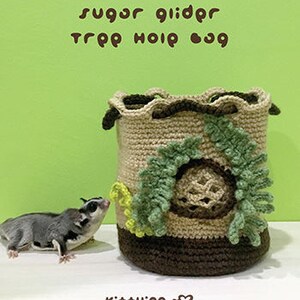 CROCHET PATTERN Pouch Sugar Glider Pouch Tree Hole Bag Sugar Glider Crochet Bag Crochet Pattern Sugar Glider Nest Tree House Pet Cage Animal image 4