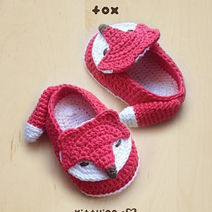 Crochet Patterns Fox Baby Booties Fox Preemie Socks Fox Applique Foxy Baby Slippers CROCHET PATTERN Foxy Baby Shoes FB04-O-PAT image 1