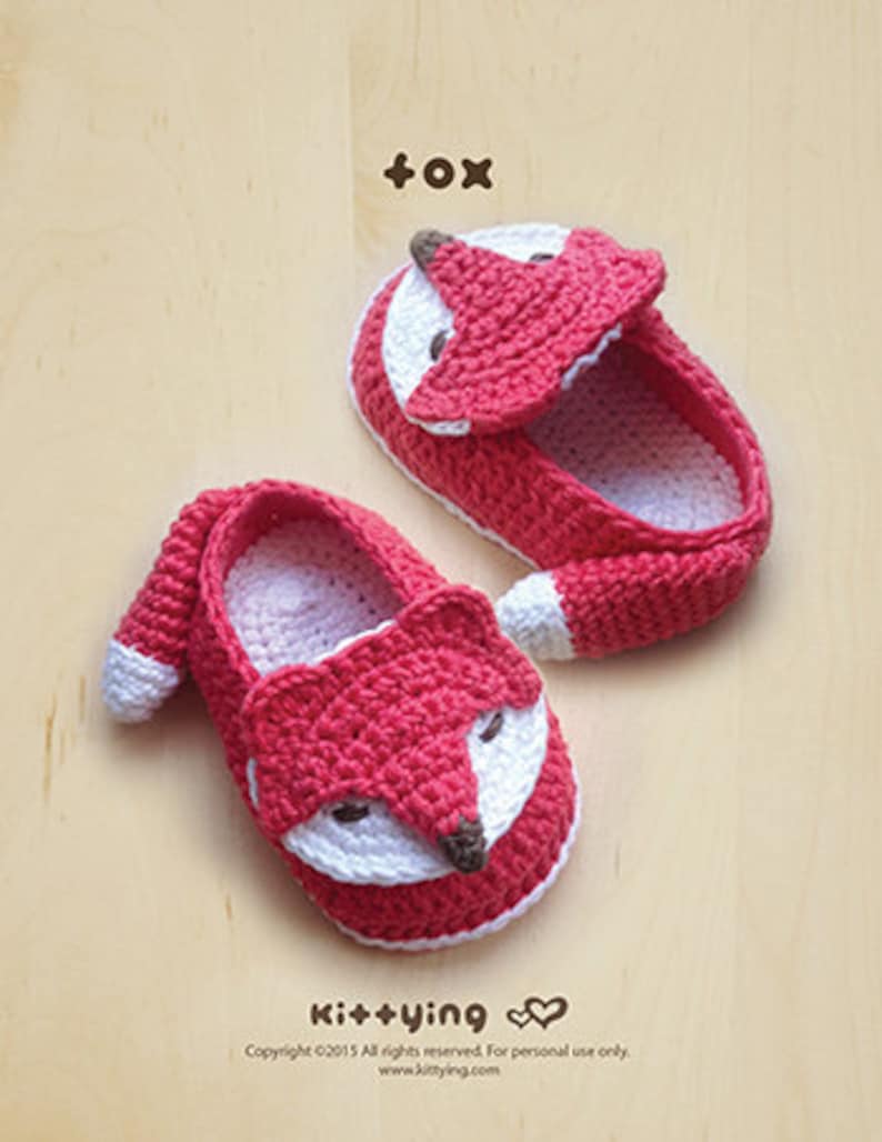 Crochet Patterns Fox Baby Booties Fox Preemie Socks Fox Applique Foxy Baby Slippers CROCHET PATTERN Foxy Baby Shoes FB04-O-PAT image 1