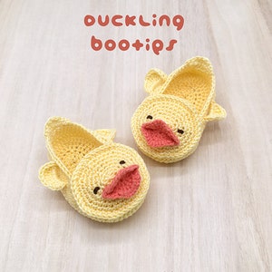 CROCHET PATTERN Baby Duck Booties Duckling Baby Booties Preemie Socks Animal Shoes Yellow Duck Applique Crochet Patterns Newborn Slippers image 4