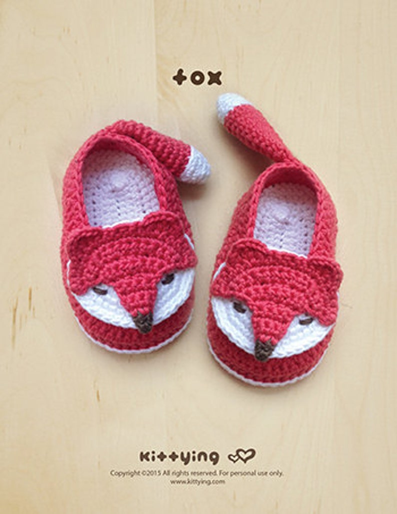 Crochet Patterns Fox Baby Booties Fox Preemie Socks Fox Applique Foxy Baby Slippers CROCHET PATTERN Foxy Baby Shoes FB04-O-PAT image 3