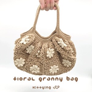 CROCHET PATTERN Floral Granny Bag, Crochet Granny Square Handbag by Kittying Crochet Patterns, Elegant Floral Dinner Handbag Crochet Pattern image 7