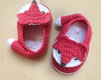 CROCHET PATTERN Fox Baby Booties Fox Preemie Socks Fox Applique Foxy Baby Slippers Crochet Pattern Foxy Baby Shoes (FB04-O-PAT)