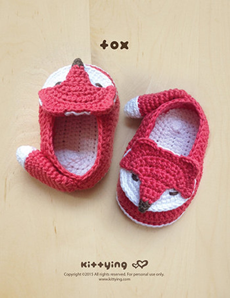 Crochet Patterns Fox Baby Booties Fox Preemie Socks Fox Applique Foxy Baby Slippers CROCHET PATTERN Foxy Baby Shoes FB04-O-PAT image 2