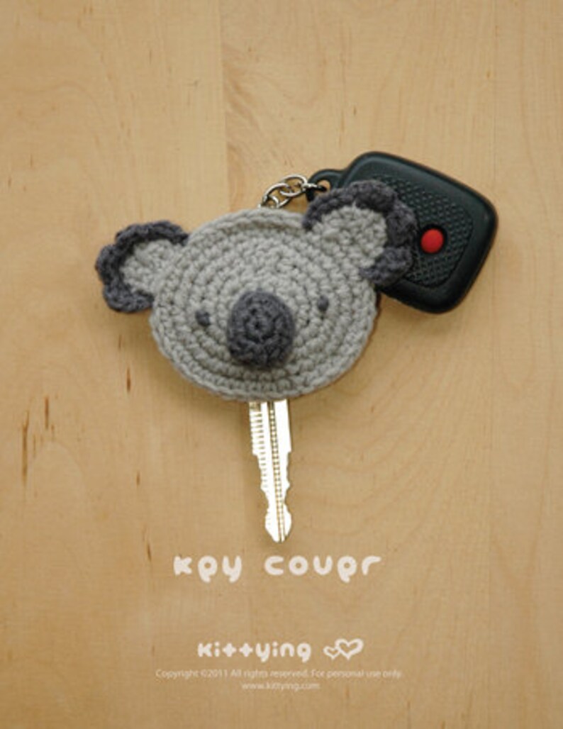 CROCHET PATTERN Koala Key Cover Koala Bear Applique Key Cap Etsy