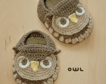 Crochet Baby Pattern Owl Booties Owl Baby Booties Owl Preemie Socks Animal Shoes Owl Applique Owl Baby Slippers CROCHET PATTERN Baby Sandals