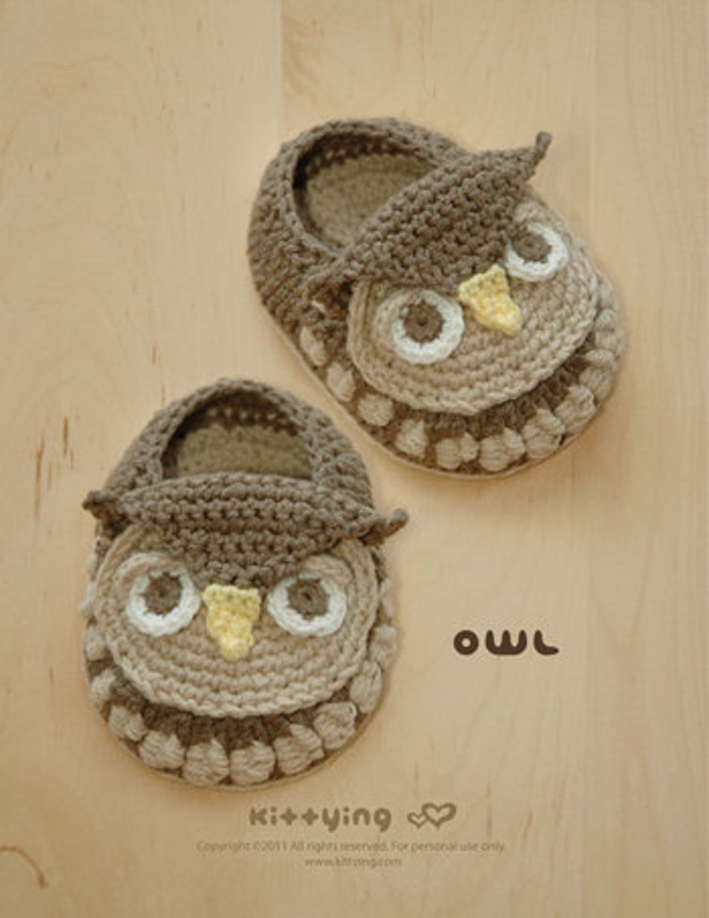 Owl Baby Booties CROCHET PATTERN Owl Animal Shoes Woodlands Animal Booties image 1