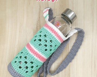 Porte-bouteille d'eau pour enfants au crochet, manchons de bouteille, couvercle de bouteille, porte-bouteille d'eau, pochette, récipient d'eau, sac à bandoulière pour enfants