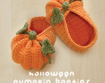 CROCHET PATTERN - Halloween Pumpkins Baby Booties, Newborn Socks, Halloween Toddler Shoes, Baby Slippers, Halloween Pumpkins Costume