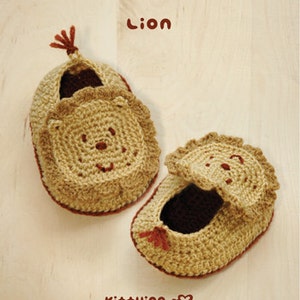 HÄKELMUSTER Löwe Baby Booties Löwe Frühchen Schuhe Löwe Neugeborene Socken Häkeltier Löwe Baby Hausschuhe Löwe Applikation (LB01-B-PAT)