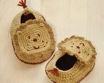 CROCHET PATTERN Lion Baby Booties Lion Preemie Shoes Lion Newborn Socks Crochet Animal Lion Baby Slippers Lion Applique (LB01-B-PAT)