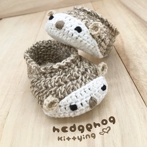 Hedgehog Booties CROCHET PATTERN Hedgehog Crochet Baby Shoes, Slippers, Moccasins Woodland Hedgehog Baby Booties Porcupine Booties image 2