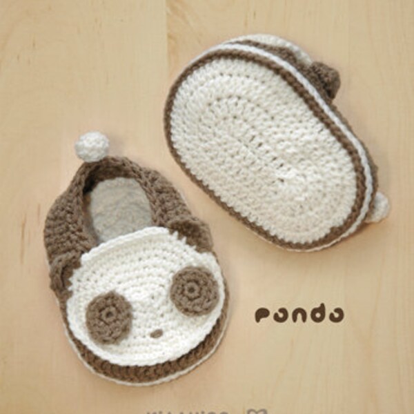 HÄKELANLEITUNG Baby Häkelanleitung Panda Baby Booties Panda Preemie Socken Tier Schuhe Panda Applikation Neugeborene Baby Hausschuhe Schwarz Weiß