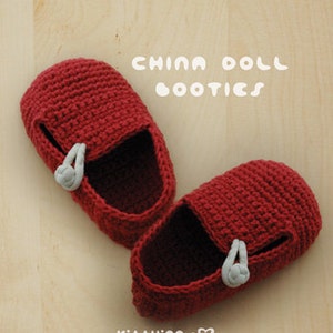 CROCHET PATTERN Baby China Doll Booties Baby Loafers Newborn Socks China Doll Shoes Red Chinese Knot Baby Slippers Crochet Patterns Shoes