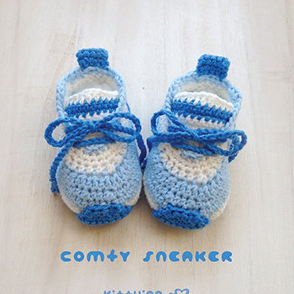 Comfy crochet sneakers doll shoes pattern, digital download. Preemie, infant sizes baby shoes pattern. Babies sneakers, slip on booties pdf